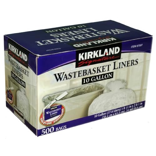 Kirkland Signature 10-Gallon Wastebasket Liners, 500 Bags image